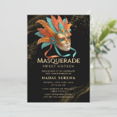 gouden masquerade kaart (Staand voorkant)