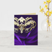 Gouden Masquerade Paarse Kaart (Gele Bloem)