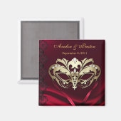 Gouden Masquerade Rood Save The Date Magnet (Voorkant / Achterkant)