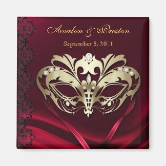 Gouden Masquerade Rood Save The Date Magnet