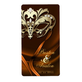 Gouden Masquerade Sinaasappel Jeweled Wedding Wine Etiket