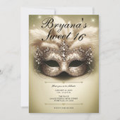 Gouden Masquerade Sweet 16 Foto Verjaardag Kaart (Voorkant)