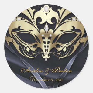 Gouden Masquerade Zwart Bruiloft Sticker