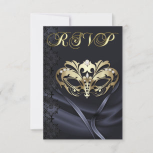 Gouden Masquerade Zwart Gejewelde RSVP Uitnodiging