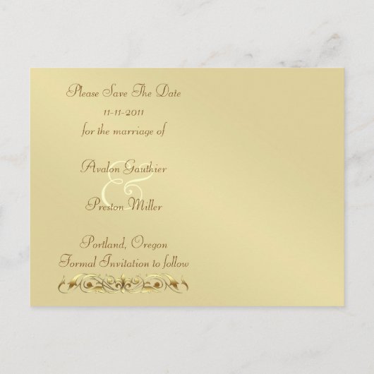 Gouden Masquerade Zwart Juweel Save The Date Brief Aankondigingskaart (Achterkant)