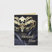 Gouden Masquerade Zwarte Dankkaart Bedankkaart (Voorkant)