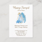 ** Gouden Massage Reiki Blauw Abstracte Waterverf Visitekaartje (Achterkant)