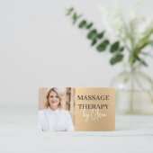 Gouden Massagetherapeut QR Code Wellness Spa Visitekaartje (Staand voorkant)