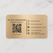 Gouden Massagetherapeut QR Code Wellness Spa Visitekaartje (Achterkant)