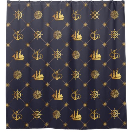 Gouden  matroos douchegordijn (Voorkant)