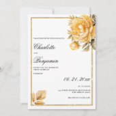gouden mauve groene pioen bloemenbruiloft kaart (Voorkant)