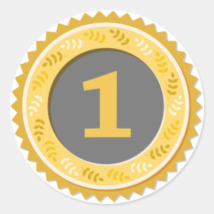 Gouden medaille 1e plaats Donker Ronde Sticker