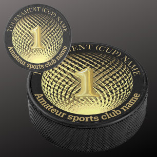 Gouden medaille 1e plaats winnaar hockeyteam  hockey puck