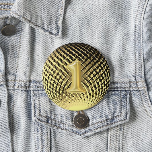 Gouden medaille, 1e plaats winnaar ronde button 3,2 cm