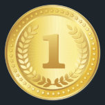 Gouden medaille 1e plaats winnaar sticker<br><div class="desc">Elegante kampioen 1e plaats winnaar gouden medaille sticker / 1e plaats Award ontwerp dat een geweldige prijs voor uitmuntendheid of prestatie maakt.</div>