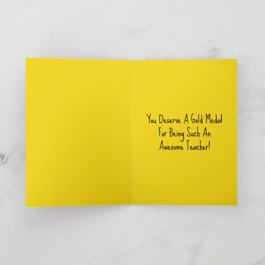 Gouden Medaille Dankjewel Kaart, Lerarendag Kaart (Binnen)
