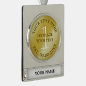 Gouden medaille eerste plaats kampioen winnaar med verzilverd banner ornament (Rechts)