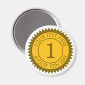 Gouden medaille kampioen winnaar 1e plaats custom magneet (Voorkant / Achterkant)