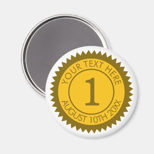 Gouden medaille kampioen winnaar 1e plaats custom magneet (Voorkant / Achterkant)