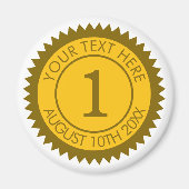 Gouden medaille kampioen winnaar 1e plaats custom magneet (Voorkant)