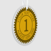 Gouden medaille kampioen winnaar 1e plaats custom ornament (voorkant)