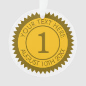 Gouden medaille kampioen winnaar 1e plaats custom ornament (voorkant)