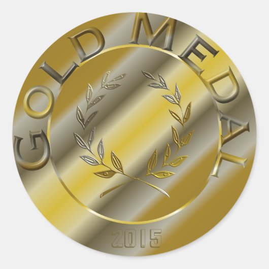 Gouden Medaille met JAAR OPTIE Ronde Sticker (Voorkant)