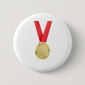gouden medaille met rood lint ronde button 5,7 cm (Voorkant)