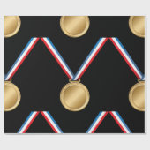 Gouden medaille-onderscheiding met rood-wit-blauw cadeaupapier (Vlak)