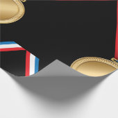Gouden medaille-onderscheiding met rood-wit-blauw cadeaupapier (Hoek)