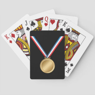 Gouden medaille-onderscheiding met rood-wit-blauw pokerkaarten