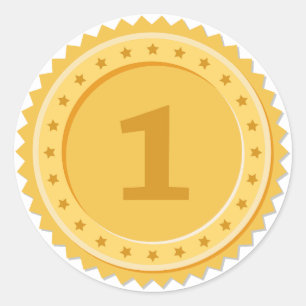Gouden medaille voor de 1e plaats ronde sticker