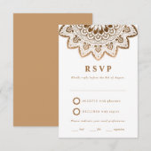 Gouden Medaillon Elegante Mandala Bruiloft RSVP (Voorkant / Achterkant)
