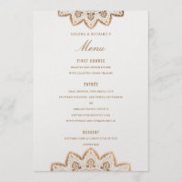 Gouden Medaillon Shimmer Bruiloft Menu Kaart