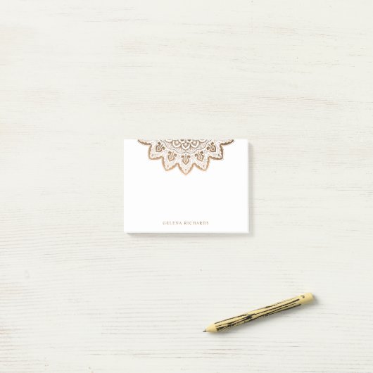 Gouden Medaillon Shimmer Elegant Mandala Horizonta Post-it® Notes (Op bureau)