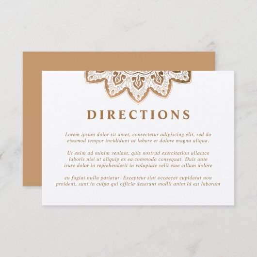 Gouden Medaillon Shimmer Mandala Trouwaanwijzingen Informatiekaartje (Voorkant / Achterkant)