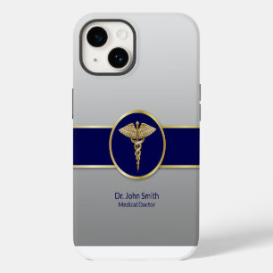 Gouden Medische Caduceus Professioneel Blauw iPhone 14 Hoesje