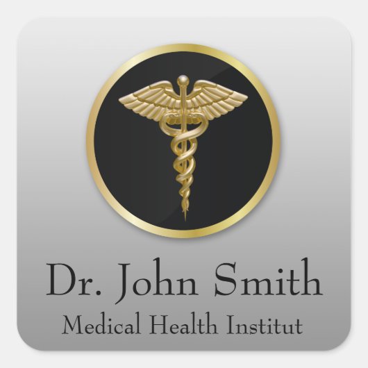 Gouden Medische Caduceus - Sticker (Voorkant)