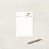 Gouden Medische Stethoscoop & Caduceus met Hart Post-it® Notes (Op bureau)