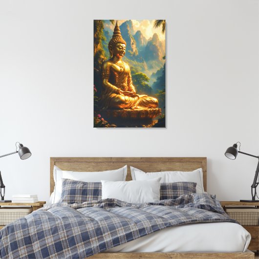 Gouden meditatie in de Thaise pieken Canvas Afdruk (Insitu (Slaapkamer))