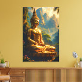 Gouden meditatie in de Thaise pieken Canvas Afdruk (Insitu (Woonkamer))