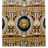 Gouden Medusa Edelstenen Douchegordijn (Voorkant)
