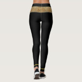 Gouden Medusa en Griekse sleutel op zwarte Legging (Achterkant)