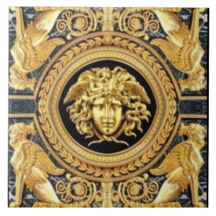 Gouden Medusa en Sphinges wandtegel Tegeltje