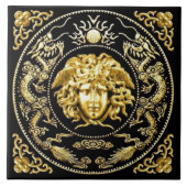 Gouden Medusa en verfraaide Wall Tegel Tegeltje (Voorkant)