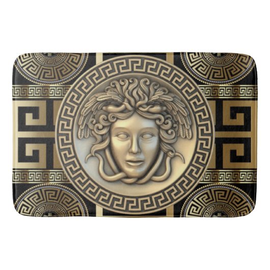 Gouden Medusa Griekse sleutel Badmat (Voorkant)