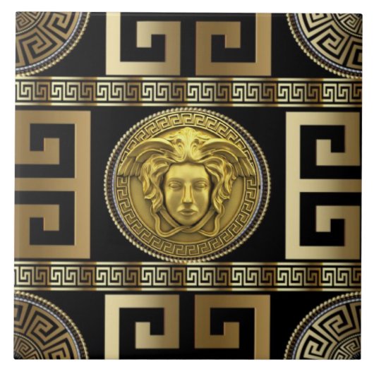 Gouden Medusa Griekse sleutel "De Nieuwe Koloniale Tegeltje (Voorkant)