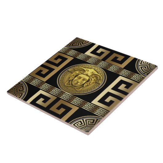 Gouden Medusa Griekse sleutel "De Nieuwe Koloniale Tegeltje (Zijkant)