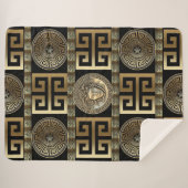 Gouden Medusa Griekse sleutel Sherpa Deken (Voorkant (horizontaal))