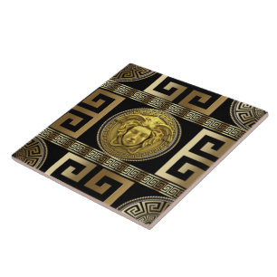 Gouden Medusa Griekse Sleutel "The New Colonial" W Tegeltje